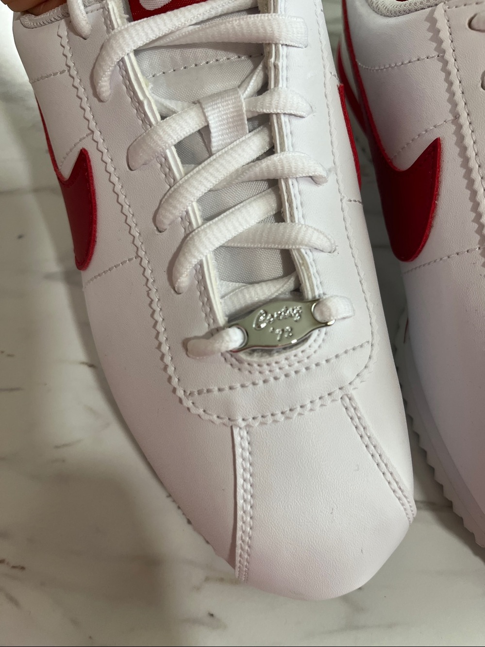 Nike Cortez Leather Sneakers - White/Red - Picture 5 of 5